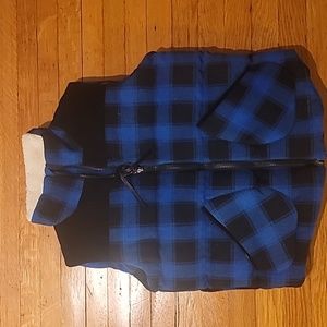 Blue and black plaid vest size kids M